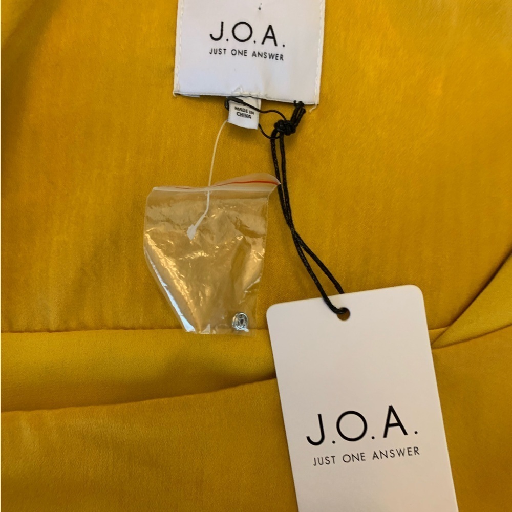 J.O.A. Mustard yellow Slip Midi Dress Spaghetti Strap faux wrap size small - Picture 8 of 10
